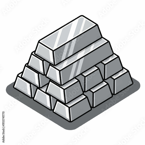 Stack of silver bars in a pyramid shape.