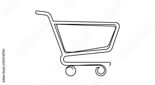 Minimalist Shopping Cart Icon: Online Shopping Concept, Vector Art