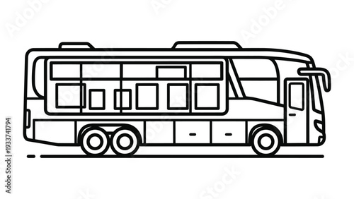 Monochrome Bus Illustration: A sleek, modern bus illustration, rendered in monochrome lines, ready for transport.