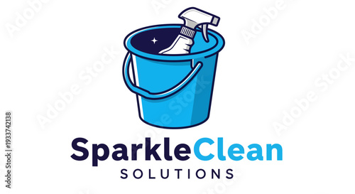 SparkleClean Solutions logo with blue bucket and spray bottle.