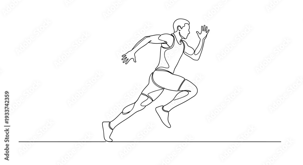 Fototapeta premium Runner Sprinting Line Art