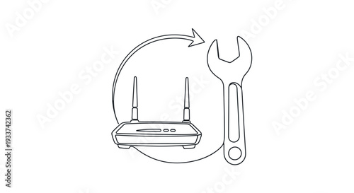 Router Repair Service Icon: Wi-Fi Network Device Maintenance and Troubleshooting