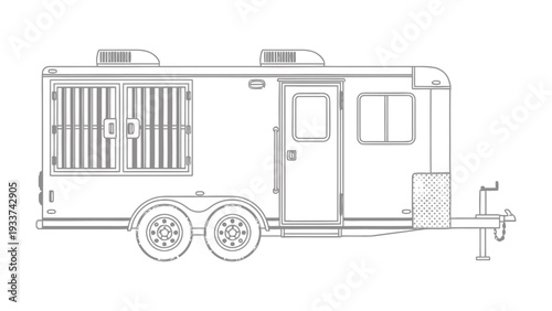 Mobile Workshop: An illustration of a meticulously detailed mobile workshop, revealing its intricate components and utilitarian design.