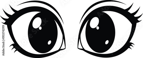 A stylized illustration of anime eyes