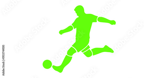 Soccer Player Kicking Ball Green Silhouette