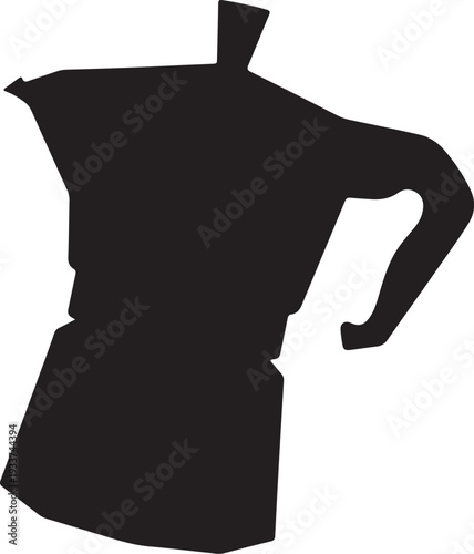 Moka Pot Silhouette Isolated on White Background