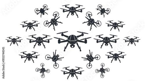 An intricate arrangement of advanced aerial devices representing cutting-edge innovation and future capabilities