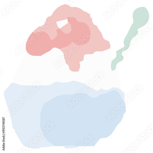 いちごシロップのかき氷の水彩イラスト 幼稚園・保育園向け8月のやさしい挿絵シリーズ