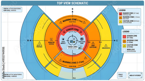 Advanced Situational Awareness Diagram with Multi-Zone Threat Assessment and Target Monitoring System