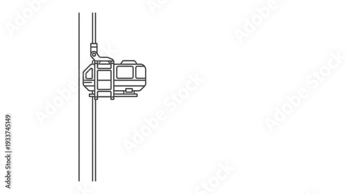 Cable Car Silhouette: A minimalist, clean depiction of a cable car, its lines suggesting a journey upwards and a serene aerial view.