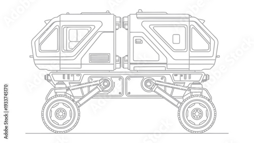 Space Exploration Rover: An artistic illustration of a robust, state-of-the-art rover designed for navigating alien terrains, showcasing a vision of future space exploration.