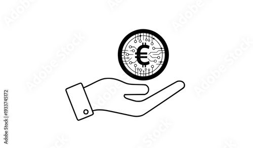 Hand Holding Crypto Coin Icon Vector Digital Currency Investment Symbol Isolated on White