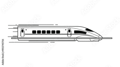High-Speed Train in Motion: An illustration of a streamlined high-speed train races across a monochrome canvas, capturing the essence of modern rail travel. 