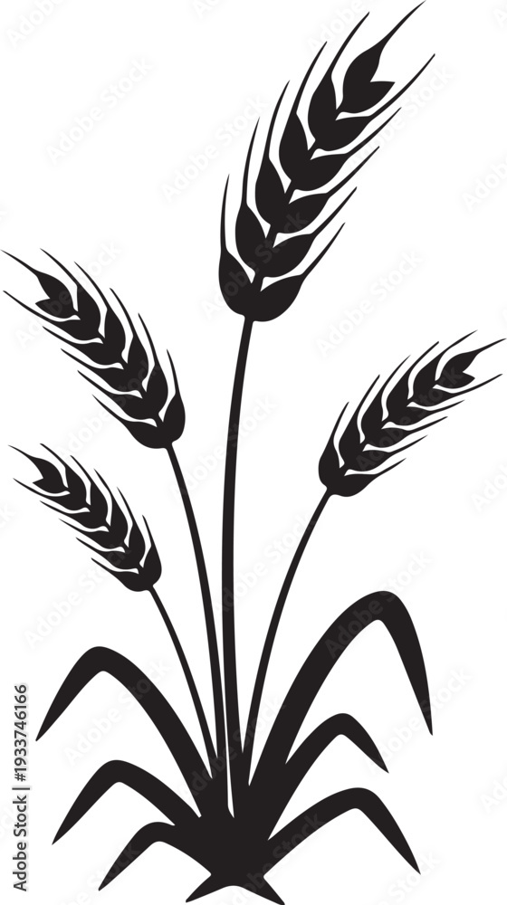 Obraz premium Wheat Grain Cereal Plant Silhouette Icon Vector Illustration Black and White