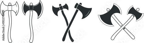 Axe icons battle axes symbols warfare medieval weapons