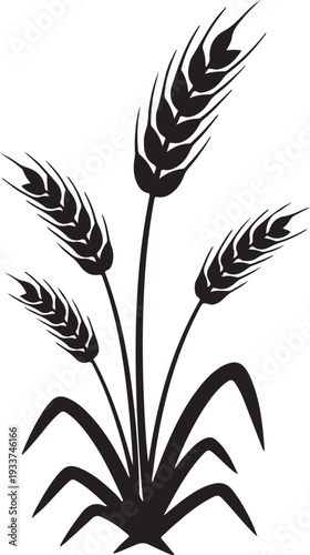 Wheat Grain Cereal Plant Silhouette Icon Vector Illustration Black and White