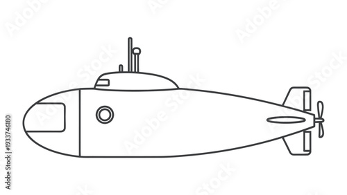 Underwater Voyage: A meticulously detailed outline of a submarine, representing the pinnacle of naval engineering and exploration. Evoking a sense of adventure and discovery.