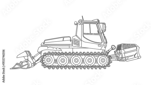 Heavy Machinery Silhouette: A detailed line drawing of robust machinery, showcasing its power and engineering.
