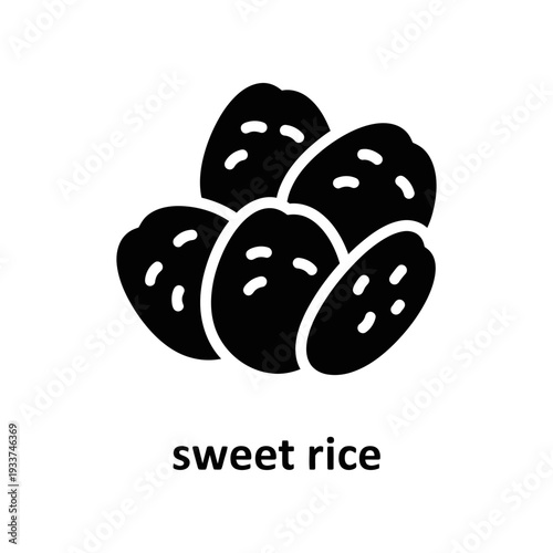 High-quality image of black sweet rice grains grouped together, clean white background, ideal for food packaging and healthy diet content.