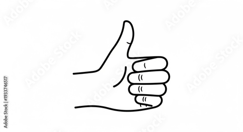 Hand gesture showing a thumbs up sign in a simple line drawing.