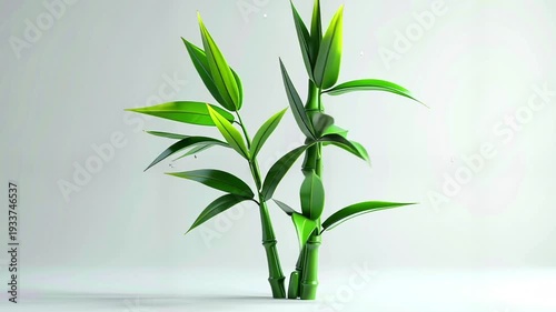 Bamboo plant with green leaves growing.