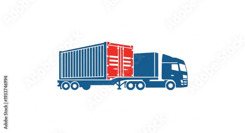Blue Semi Truck with Containers.