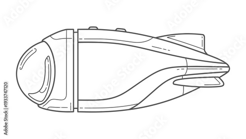 Modern Submarine Concept: An abstract and elegant illustration depicts the streamlined silhouette of a futuristic submarine, perfect for exploring the depths of the ocean.