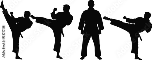 Silhouettes Set of Professional Photographer Equipment, Video Production Gear, Superhero Kids, Martial Arts Poses, Princesses, Musicians, and Creative Career Character Icons.
