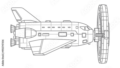 Futuristic Spacecraft Outline: A sleek, imaginative spacecraft design, ready for intergalactic exploration and discovery.