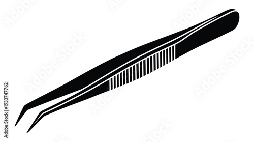 Black silhouette of tweezers isolated on transparent background