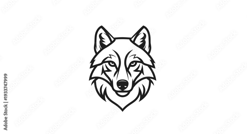 Obraz premium Stylized Wolf Head Logo Icon Vector Art