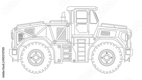 Heavy Duty Tractor Outline: A detailed outline of a robust heavy-duty tractor, showcasing its powerful design and engineering, ready to tackle the toughest terrains and demanding tasks.