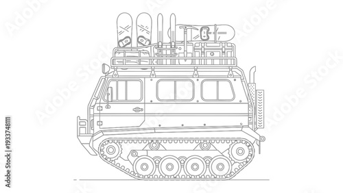 Adventure Vehicle: A rugged all-terrain vehicle, laden with outdoor gear, embodies the spirit of exploration and the thrill of off-road journeys.
