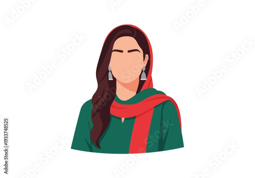 South Asian Woman Minimal Vector Illustration