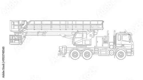 Aerial Work Platform Blueprint: A detailed architectural blueprint of an aerial work platform, showcasing the intricate design and engineering of the machinery.