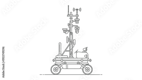 Scientific Rover in Operation: An intricately designed scientific rover, adorned with a multitude of sensors, cameras, and antennas, stands ready to explore and gather critical environmental data.