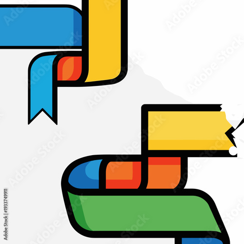 Colorful Abstract Ribbon Shapes Design Elements.