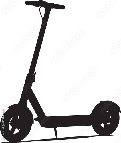 Electric scooter black silhouette isolated on white for urban commuting