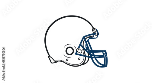 American Football Helmet Icon, Minimalist Line Art, Sports Equipment