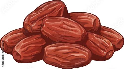 A vibrant and appetizing pile of dates with a shiny texture, perfect for healthy snacking or culinary use