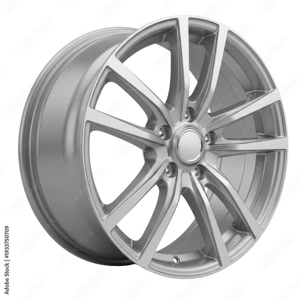 Fototapeta premium Silver Alloy Wheel Black Background