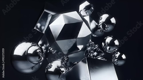 Abstract 3D Metal Shapes Morphing and Reflecting, Cinematic 4K Motion Footage