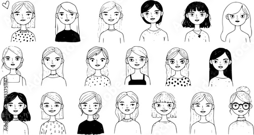Hand-Drawn Portraits of Women: A Diverse Collection of Faces