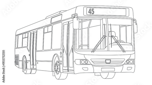 Urban Transit Vehicle: A detailed illustration of a city bus, showcasing its design and functionality, perfect for depicting public transportation concepts. 