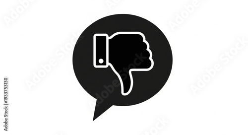 Thumbs down icon inside a speech bubble symbol.