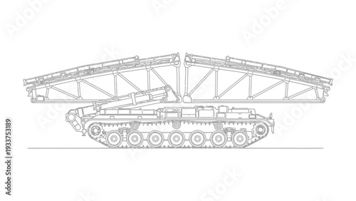 Bridge-Laying Vehicle in Action: An engineering marvel unfolds as a specialized vehicle deploys a bridge structure, showcasing the intersection of technology and infrastructure.