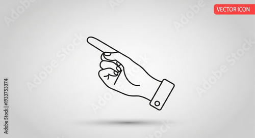Hand pointing index finger icon line art.