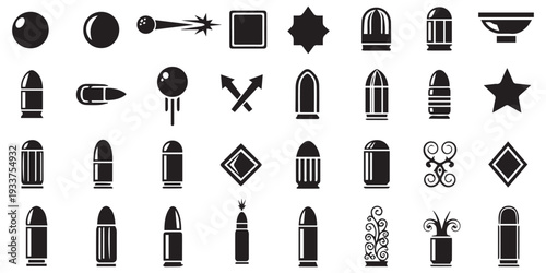 Bullet and heart shapes vector icons collection eps 10