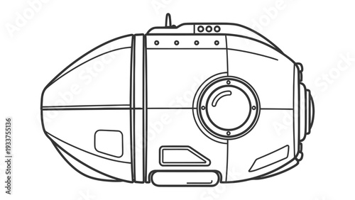 Underwater Exploration Device: A detailed illustration of a futuristic, robust underwater device, ready to explore the depths of the ocean.