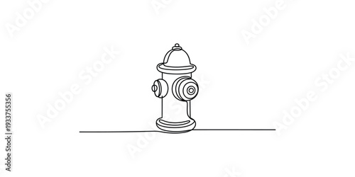 A minimalist black and white line drawing of a classic fire hydrant on a plain background.